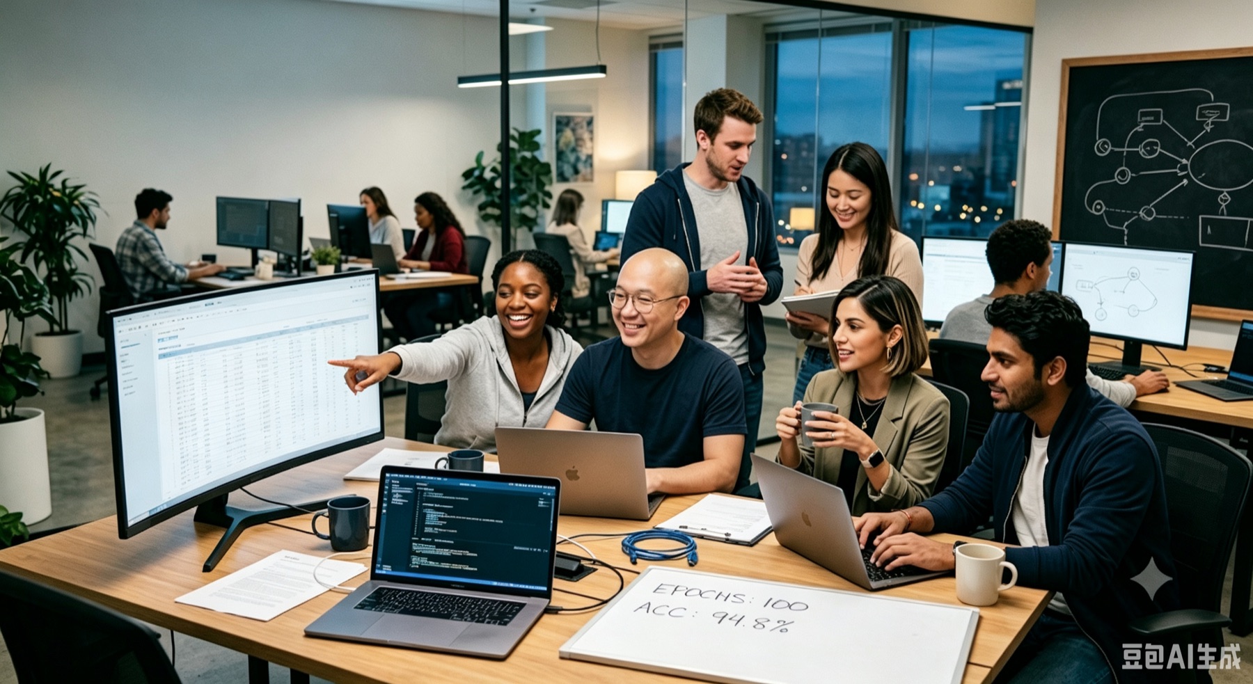 Applied West AI team reviewing growth systems in an office